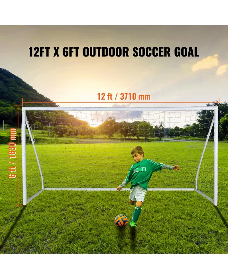 Sevorley Portable Soccer Goal, 12 x 6 ft Backyard Soccer Net with Carry Bag for Kids and Adults