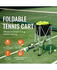Sevorley Foldable Tennis Ball Hopper Cart with Wheels, Holds 150 Balls