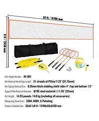 Sevorley Portable Volleyball and Badminton Combo Set with Adjustable Steel Poles