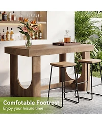 Tribesigns Bar Table, 63-Inch Farmhouse Counter Height Pub Table with Footrest, Kitchen Island, Rectangular Wood-Look High Top Table