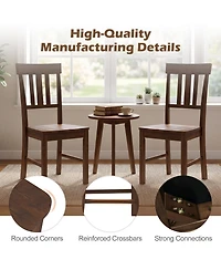 Gymax Dining Chairs Set of 2 Rubber Wood Chairs With High Slat Backrests for Dining Room