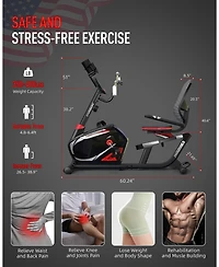 harison Hr-B8A Recumbent Exercise Bike 400 lb Capacity with Arm Exerciser, Magnetic 16-Level Resistance, 2-in-1 Lcd Monitor and Tablet Holder