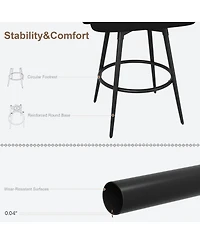 homfan Bar Stools Set of 6, Swivel Counter Height with Back, Polyester Knit Upholstered 25.4 Modern Chair, Metal Frame with Footrest for Kitchen