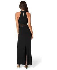 Bebe Women's Halter Lace-Inset Maxi Dress