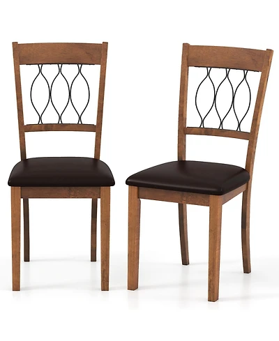 Gymax Fabric Dining Chair Set of With Padded Seat Elegant Backrest for Restaurant