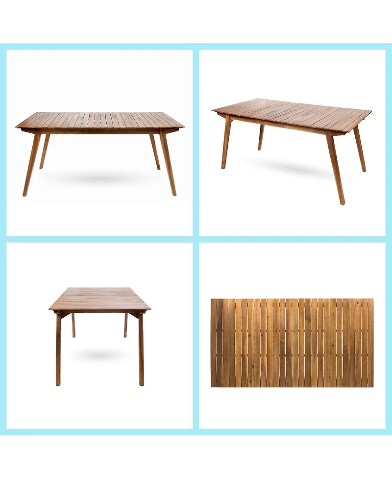 Asagikoiai 7-Piece Wooden Outdoor Dining Set with Slatted Table and Dining Chairs