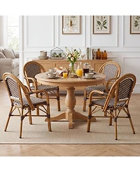 Gymax Outdoor French Bistro Chairs Set of 4 With Armrests Galvanized Metal Frame