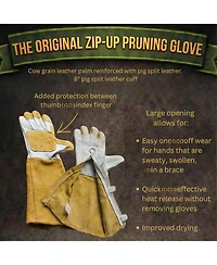 Xdovet Zip-up Rose Pruning Leather Gauntlet Gloves