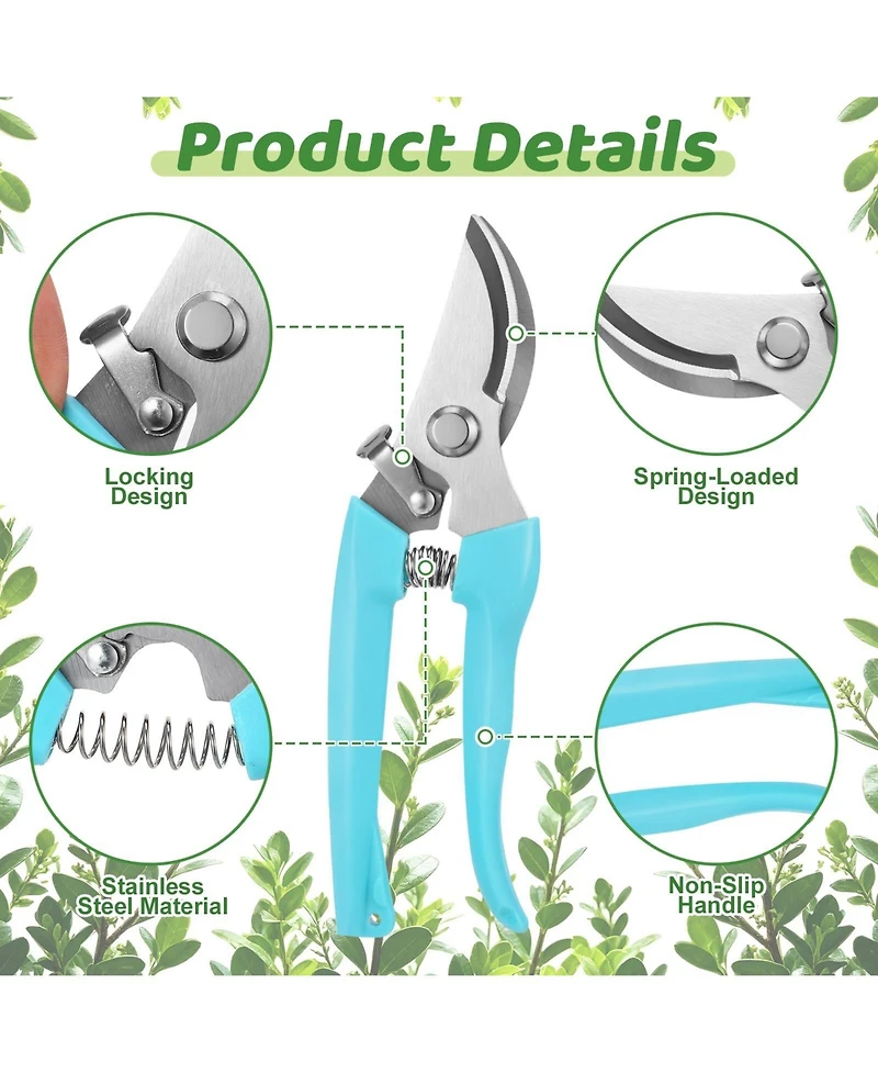 Xdovet Garden Pruning Shears Gloves Set Stainless Steel Trimming Tools