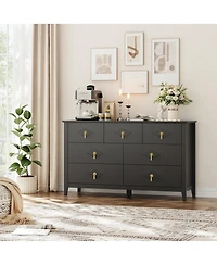homfan Modern Fluted 7-Drawer Dresser, 54" Wide Wood Chest, Bedroom Storage Organizer Cabinet, Metal Handles, Versatile for Living Room, Hallway