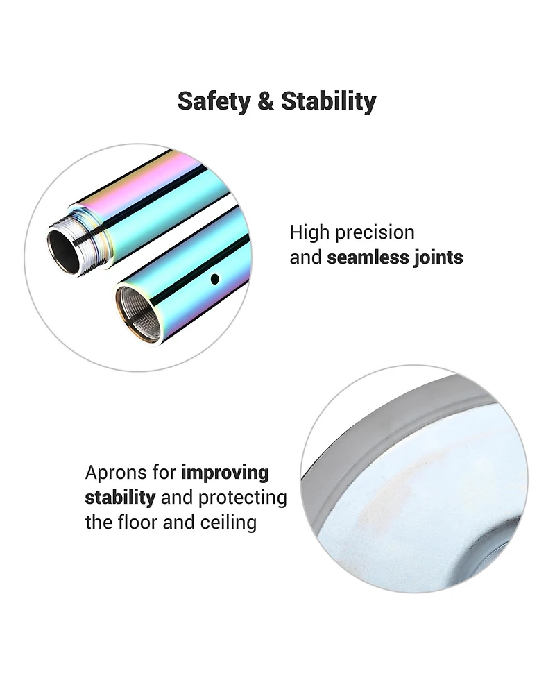 Yescom 3 Pack 9.25 Ft Spinning Static Dancing Pole Kit for Fitness Studio Club Colorful