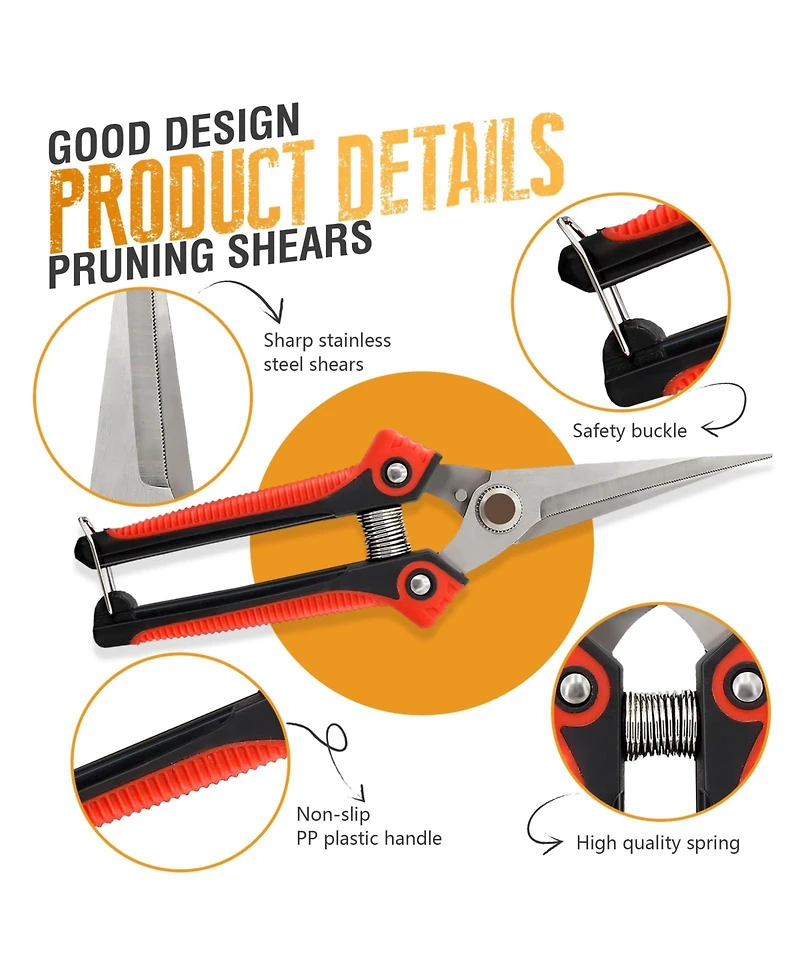 Xdovet Stainless Steel Garden Pruning Shear Set Includes Curved and Straight Blade Models
