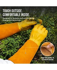 Xdovet Thorn Proof Gardening Gloves Rose Pruning Cowleather Gauntlet