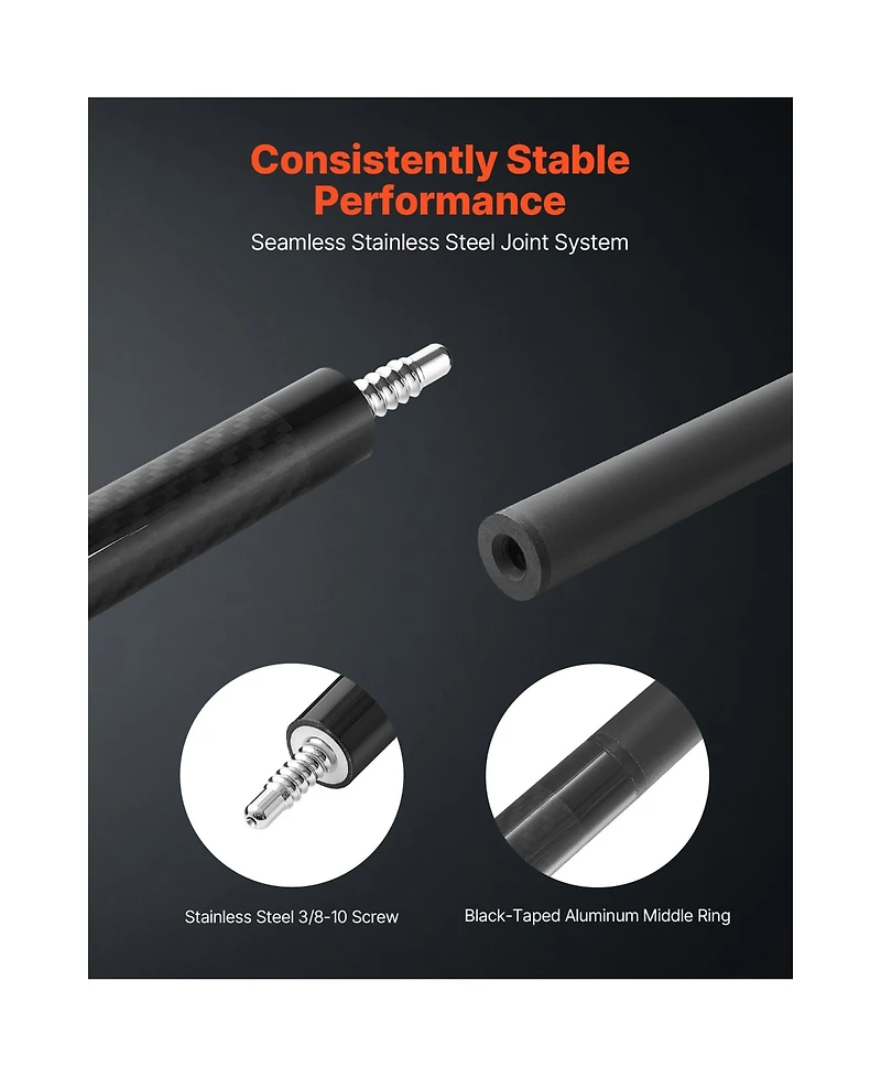 Sevorley Carbon Fiber Pool Cue Stick, 58 in 19 oz Billiard Cue with Bakelite Tip and Abs Ring for Pool Table, Bar and Home