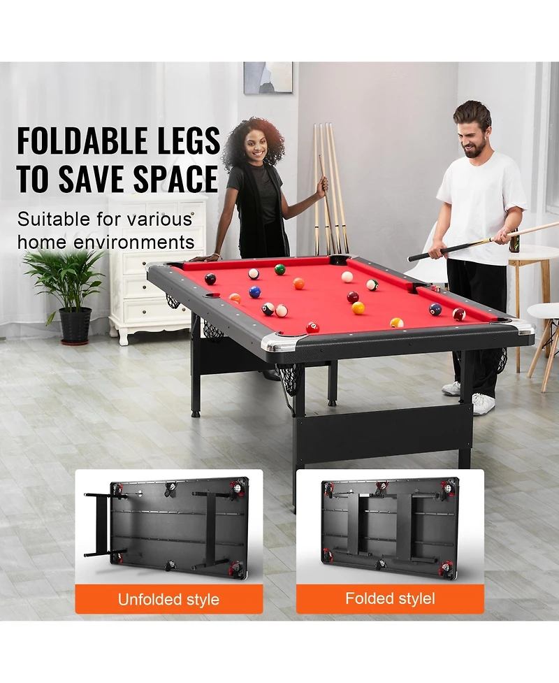 Sevorley 7 feet Foldable Pool Table Set with Balls, Cues, Chalk and Brush