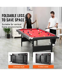 Sevorley 7 feet Foldable Pool Table Set with Balls, Cues, Chalk and Brush