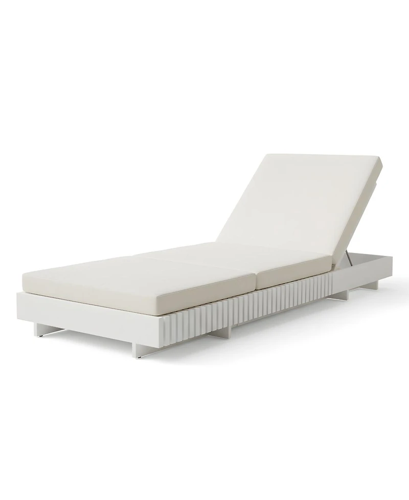 Asagikoiai 6 Position Acacia Solid Wood Outdoor Chaise Lounge with 3 Fold Cushion