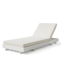 Asagikoiai 6 Position Acacia Solid Wood Outdoor Chaise Lounge with 3 Fold Cushion