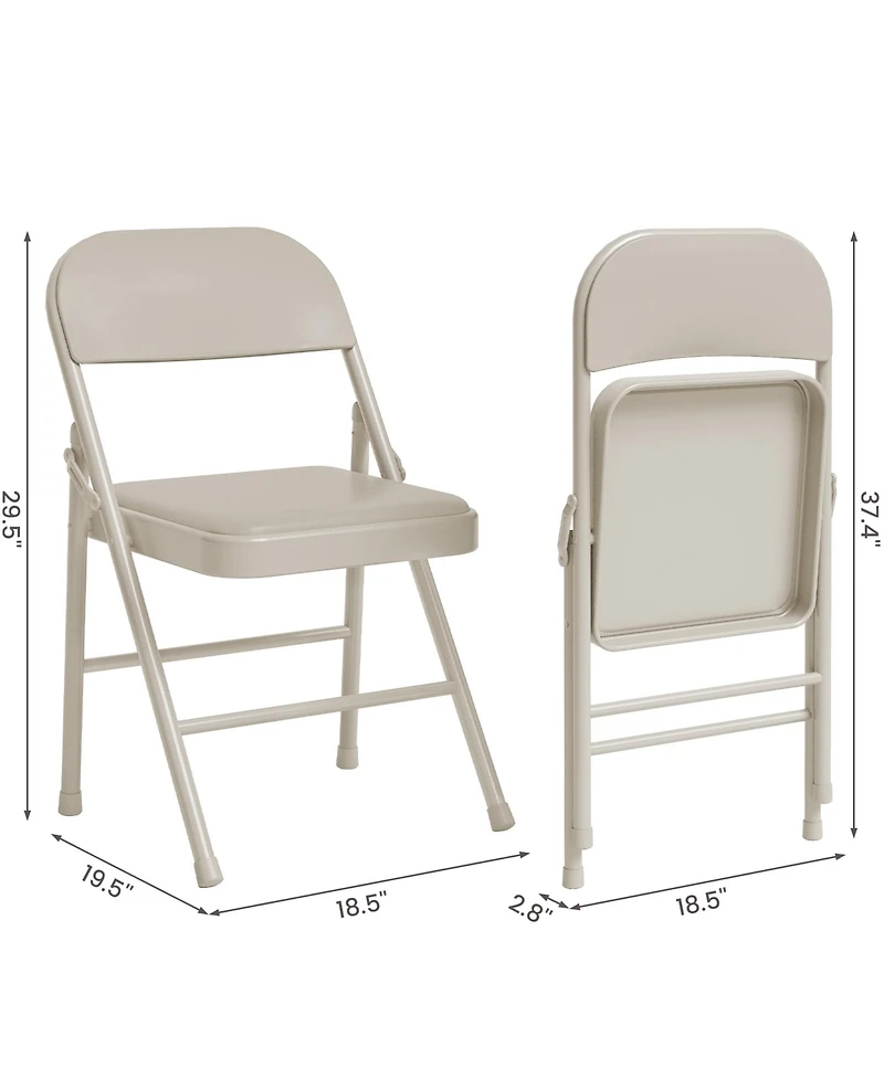 homfan Set of 8 Metal Folding Chairs with Padded Cushion and Back – Durable Steel Frame, Indoor Outdoor Portable Stackable Seat, 350 lb Capacity