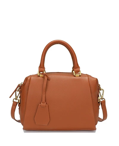 Susu Quinn Women's Pebbled Leather Doctor Bag Structured Top Handle Satchel Crossbody Bowling Handbag