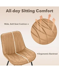 homfan Set of Faux Leather Dining Chairs with Thick Cushions and Metal Legs