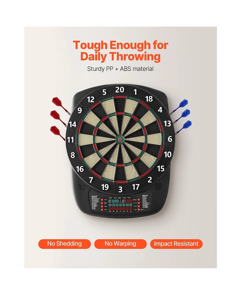 Sevorley Electronic Dart Board with 43 Games, Lcd Scoring and 6 Soft-Tip Darts