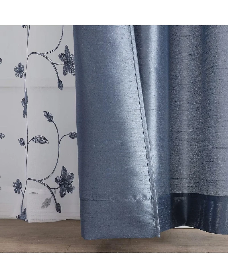 Kate Aurora Jasmine Embroidered 6 Piece Rod Pocket Coordinating Sheer Window Curtain Panels