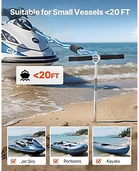 Sevorley Screw-In Sand Anchor, 18 in Stainless Steel Beach Auger Anchor with Spiral Blade and Bungee Rope