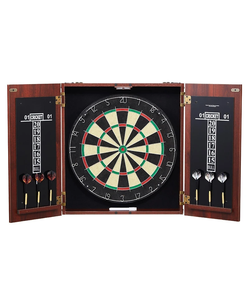 Sevorley Dartboard and Cabinet Set with 18-Inch Sisal Board and 6 Steel Tip Darts