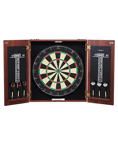 Sevorley Dartboard and Cabinet Set with 18-Inch Sisal Board and 6 Steel Tip Darts