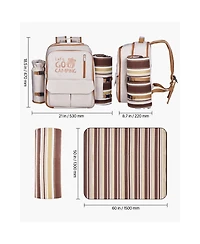 Sevorley Picnic Backpack for 4 with Insulated Cooler, Blanket, Plates and Cutlery Set, 20 L