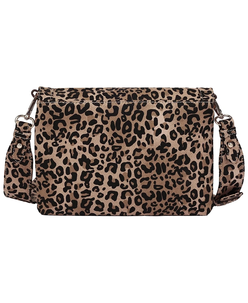 True Religion Women's Bling Logo Leopard Messenger Bag