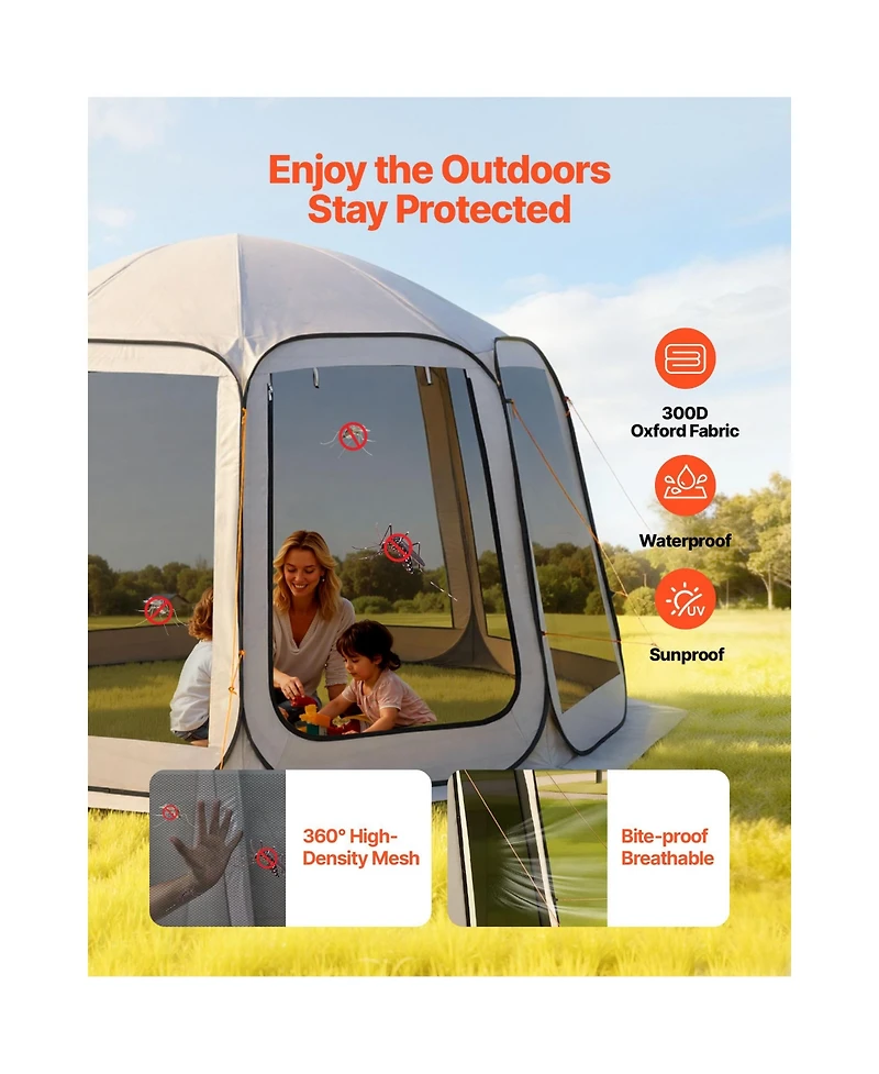 Sevorley 12 x 11 feet Pop Up Screen House Tent with Mesh Walls and Carry Bag