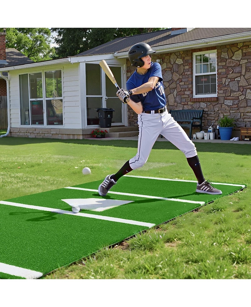 Sevorley 10 x 3.8 ft Baseball Softball Batting Mat with Home Plate, Anti-Slip Portable Turf
