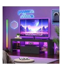 Slickblue Tv Stand with Led Lights and Built-In Power Outlets