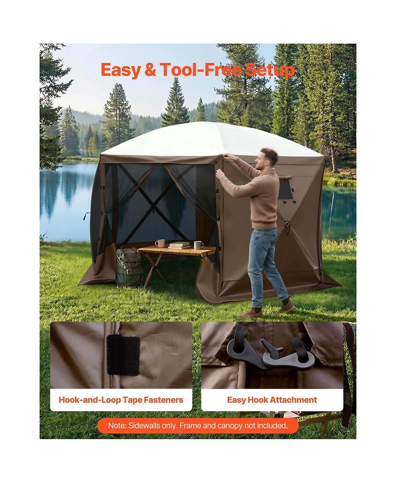 Sevorley Canopy Sidewalls 5.67 x 4.85 feet, Waterproof Tent Walls with Window, 3-Panel Set