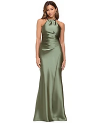 Xscape Women's Long Satin High Neck Dress