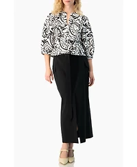 Ivonne Women's Graphic Brushstroke Floral Woven V-Neck Blouse
