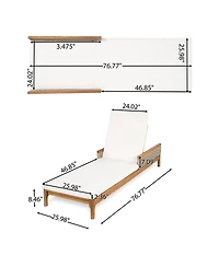 Asagikoiai Acacia Wood Outdoor Chaise Lounge, 4-Position Adjustable Patio Daybed