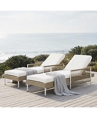 Asagikoiai Set of 2 Outdoor Pe Rattan Chaise Lounge, 6-Position Adjustable Patio Wicker Recliner