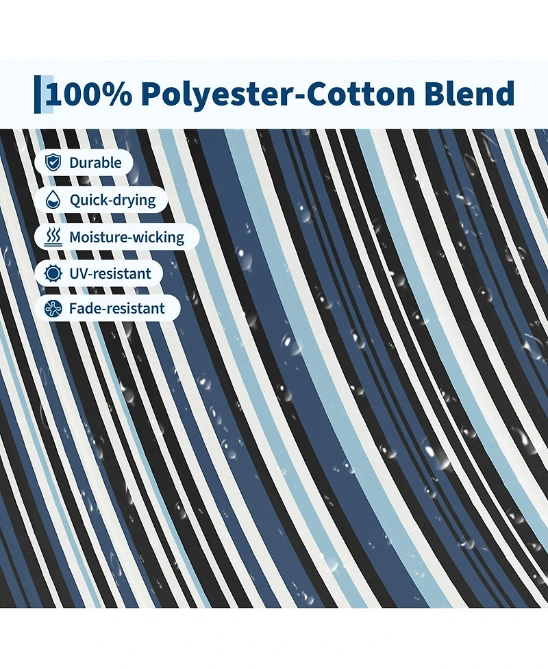 homfan 2 Person Cotton Rope Hammock Stripes, Polyester Pad, No Stand, 2-in-1 for Patio, Backyard, Garden or Beach