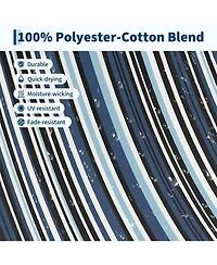 homfan 2 Person Cotton Rope Hammock Stripes, Polyester Pad, No Stand, 2-in-1 for Patio, Backyard, Garden or Beach