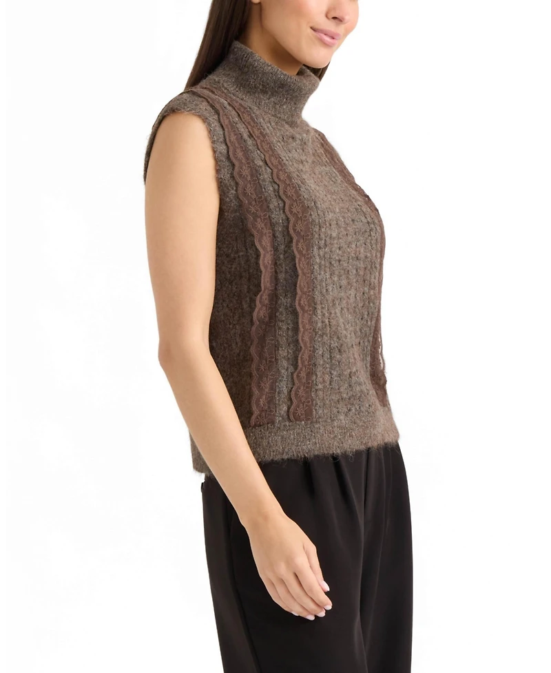 Ellen Tracy Women's Sleeveless Turtleneck Sweater Top