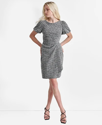 Dkny Women's Short Bubble Sleeve Ruched Sheath Dress