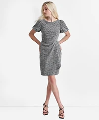 Dkny Women's Short Bubble Sleeve Ruched Sheath Dress