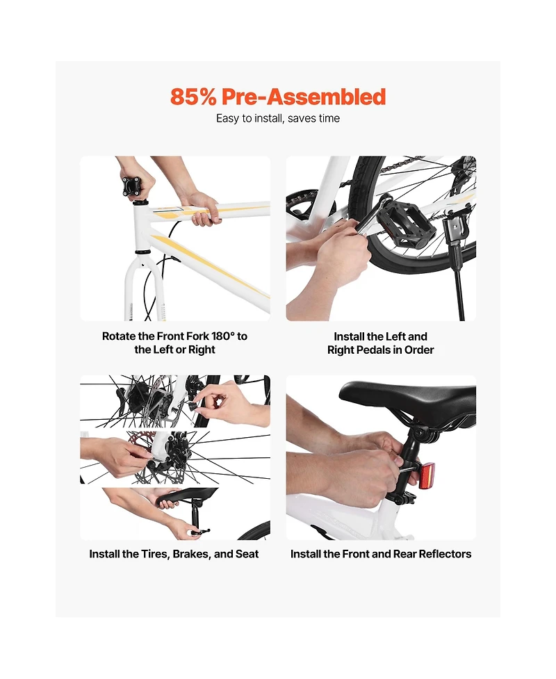 Sevorle 700c Hybrid Bike with 7-Speed, Disc Brakes and Aluminum Frame for Men and Women