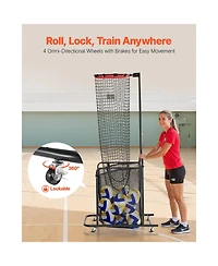 Sevorley Volleyball Setter Training Net with Wheeled Cart, Adjustable Height