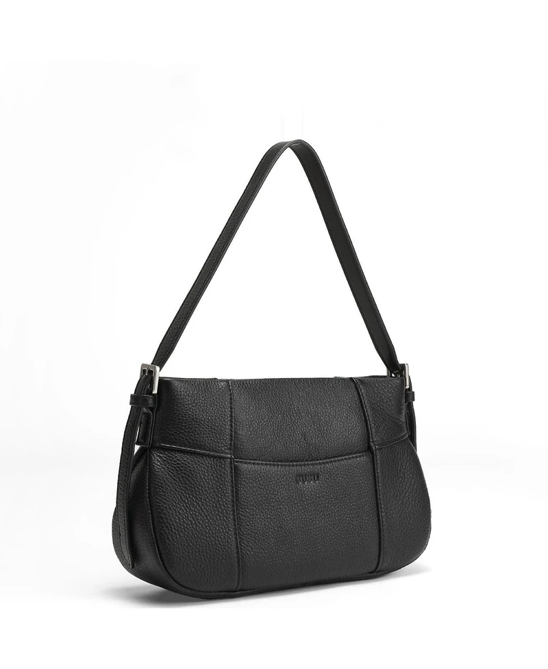 Susu Women's Muse Pebble Leather Shoulder Bag Minimalist Slim East-West Convertible Crossbody Purse
