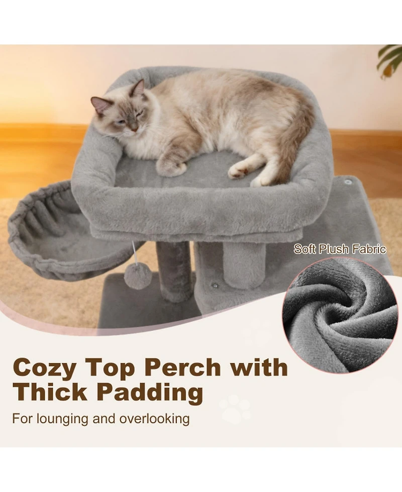 Hongge 33 Inch Kitten Tower with 2-Tier Condo Padded Perch and Sisal Scratching Posts