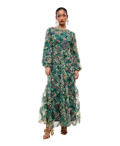 Maryisa Women's Floral Ruffle Maxi Dress